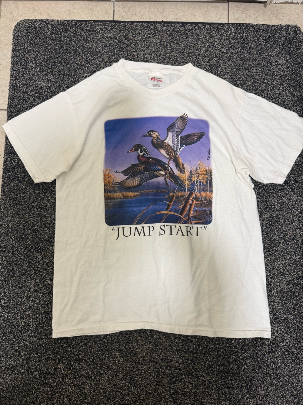 White 'Jump Start' Graphic Tee with Duck Scene